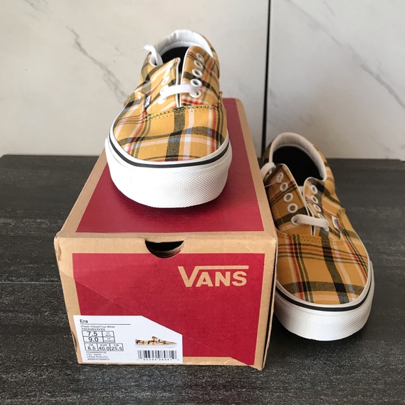 NEW Vans Era Yellow Plaid Sneakers - Picture 7 of 7